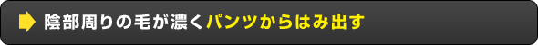 陰部周りの毛が濃くパンツからはみ出す