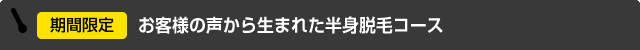 期間限定 お客様の声から生まれた半身脱毛コース