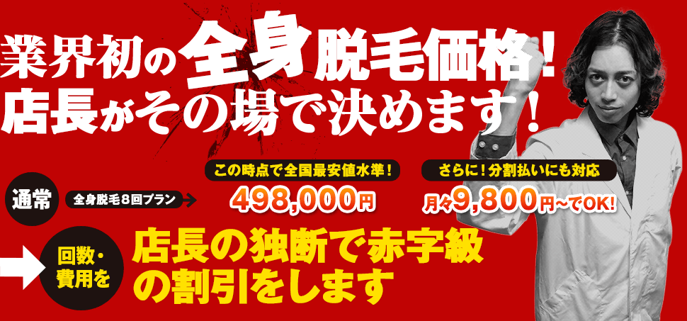 業界初の全身脱毛価格