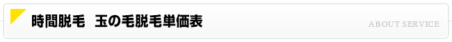 時間脱毛 玉の毛脱毛単価表
