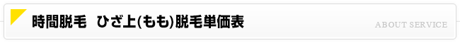 時間脱毛 ひざ上脱毛価格一覧